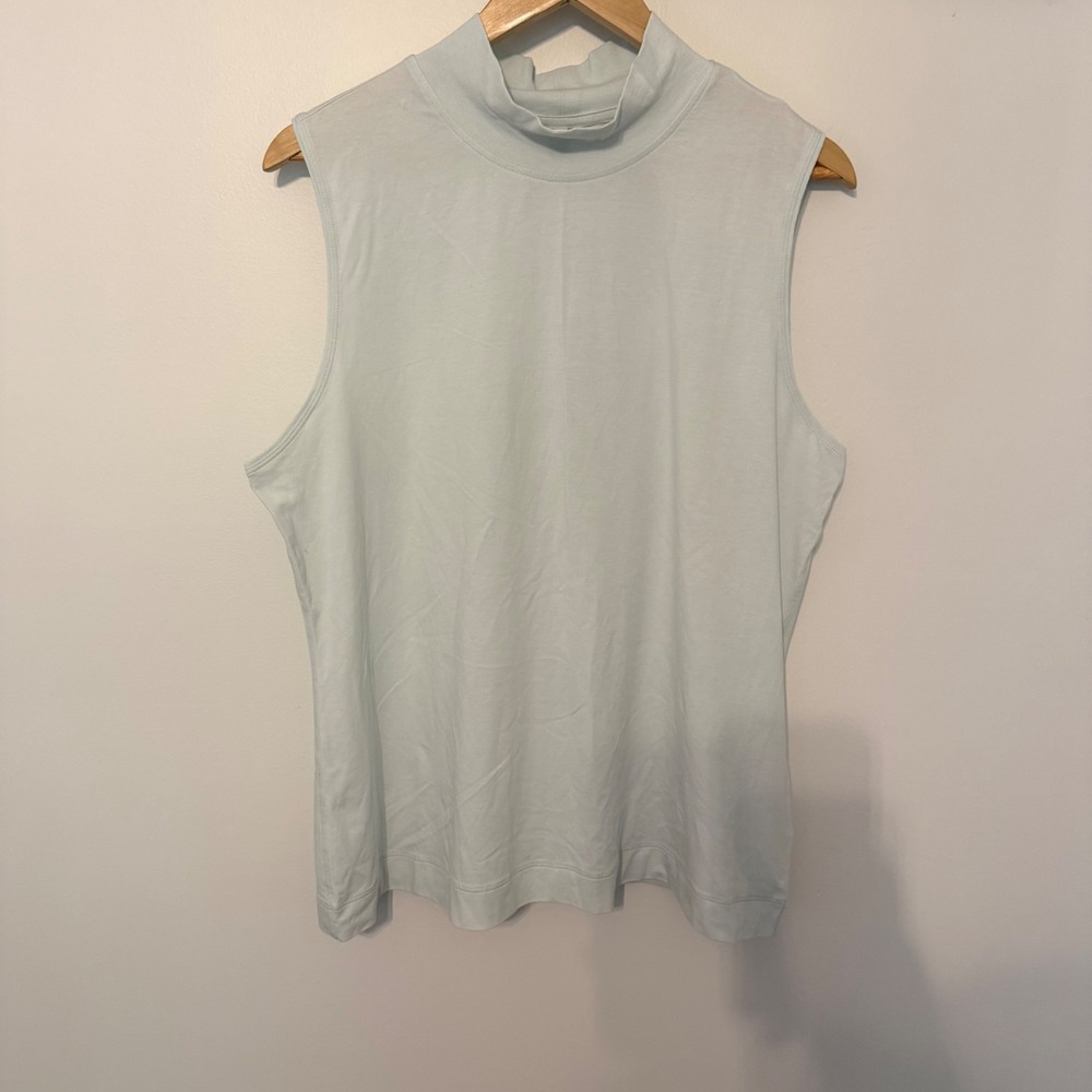 Athleta Women XL Light Blue Sleeveless Mock Neck Cotton Blend Tank Top